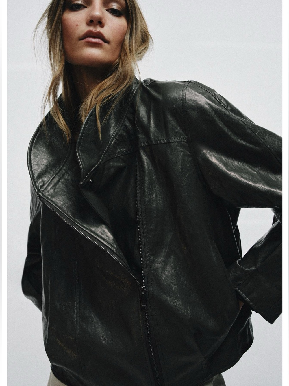 ZARA oversized faux leather jacket